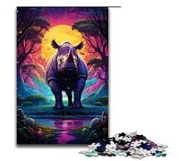 Puzzle pour Adultes 1000 pièces Puzzle Rhinocéros coloré Chaque pièce est Unique - Jeu Familial Stimulant et Amusant 1000 pièces (75 x 50 cm)