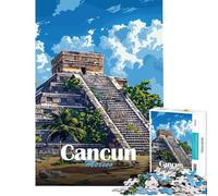 Puzzle pour Adultes 1000 pièces Pyramide Maya de Cancun Jeu de Manipulation Décoration Parfaite Cadeaux Uniques pour Anniversaires et Noël (Dimensions 38x52cm)