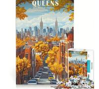Puzzle pour Adultes 1000 pièces Queens Affiche de Voyage de New York Jouet à Monter soi-même défi à relever Collection d'artistes Beaux-Arts 38x52cm