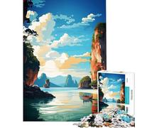 Puzzle pour Adultes 1000 pièces Railay Beach Peinture à l'huile Jeu Impossible Apprentissage Jouets éducatifs Cadeau d'anniversaire Découpe de précision (Dimensions 50x75cm)