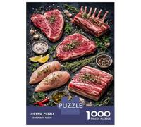 Puzzle pour Adultes 1000 Pièces Raw Meat Assortment with Herbs and Spices Puzzles pour Adultes, Jouet, Décoration Murale, Améliore La Mémoire, Idéal comme Cadeau 52x38cm/1000pcs