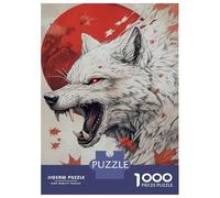 Puzzle pour Adultes 1000 Pièces Red Eyes Wolf Art Puzzle Jeux Relaxants Défi Difficile Cadeaux Uniques pour Anniversaire Et Noël 52x38cm/1000pcs