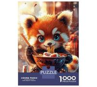 Puzzle pour Adultes 1000 Pièces Red Panda Eating Ramen Puzzle pour Adolescents Difficile, Liste De Souhaits avec Le Père Noël, Jeu Amusant Et Stimulant pour Toute La Famille 70x50cm/1000pcs