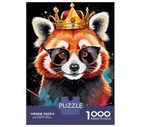 Puzzle pour Adultes 1000 Pièces Red Panda King with Glasses Puzzle Casse-tête Jeu pour S'amuser en Famille Interaction Parent-Enfant 70x50cm/1000pcs