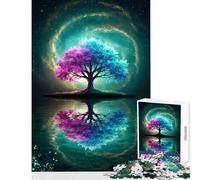 Puzzle pour Adultes 1000 pièces Reflet d'arbre coloré dans l'eau Décoration intérieure Jeu de réflexion Idée Cadeau Renforce l'amour Entre Couples Dimensions 50x75cm