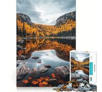 Puzzle pour Adultes 1000 pièces Reflets d'automne sur Un lac Décoration élégante et stimulante Idéal pour des Moments de détente Cadeau d'anniversaire (50x75cm)