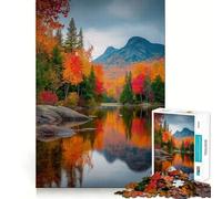 Puzzle pour Adultes 1000 pièces Reflets sur Un lac d'automne Découpe précise Jeu de Concentration Artistique Jeu Amusant et Relaxant Décoration Murale de Noël (50x75cm)