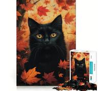 Puzzle pour Adultes 1000 pièces Regard de Chat d'automne Jeu de logique Amusant et Facile à Jouer Cadeau Artistique de Noël (38x26cm)