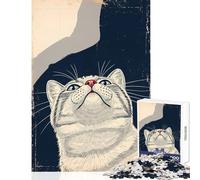 Puzzle pour Adultes 1000 pièces Regard vers Le Haut ︰ Point de Vue d'un Chat Jeu Anti-Stress Cadeau d'anniversaire Jeu éducatif Renforce l'amour Entre Couples Dimensions 38x52cm