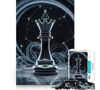 Puzzle pour Adultes 1000 pièces Reine d'échecs avec Constellations et fumée Art épuré Jeu de logique Amusant et Relaxant Cadeau de Noël apaisant (38x52cm)
