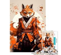 Puzzle pour Adultes 1000 pièces Renard Animal Samouraï Défi éducatif Défi Difficile Jeux Amusants pour Les 14 Ans et Plus 38X26cm