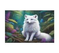 Puzzle pour Adultes 1000 Pièces Renard Arctique Puzzles en Bois Créatifs-Jeu Pratique -Décoration Familiale （75×50cm）