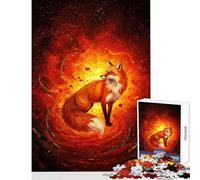 Puzzle pour Adultes 1000 pièces Renard dans Un Tourbillon de feu Art numérique Jeux relaxants Défi Difficile Jouet éducatif Cadeau Unique pour Un Anniversaire (26x38cm)