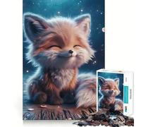 Puzzle pour Adultes 1000 pièces Renard Souriant et Heureux,découpe Fine,résolution de problèmes Amusante,Moments de détente,décoration Murale de Noël (38x52cm)