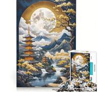 Puzzle pour Adultes 1000 pièces représentant Un Paysage de pagodes japonaises Jeu de Manipulation, Course de Vitesse, Cadeau Unique pour Un Anniversaire ou Noël 38x52cm