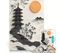 Puzzle pour Adultes 1000 pièces représentant Un Paysage de pagodes japonaises Jeu de Manipulation, Course de Vitesse, Cadeau Unique pour Un Anniversaire ou Noël 38x52cm