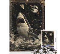Puzzle pour Adultes 1000 pièces Requin Blanc Carte de Tarot Jeu éducatif Jeu de réflexion Chaque pièce est Unique-(Dimensions 38x52cm)