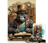 Puzzle pour Adultes 1000 pièces Retour à l'école des gorilles Assemblage Parfait Art Logique Jeu d'adresse Jeu Lent Calme Cadeau de Noël apaisant (38x26cm)