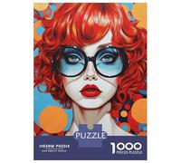 Puzzle pour Adultes 1000 Pièces Retro Girl with Glasses Portrait Puzzle pour Adolescents Difficile, Liste De Souhaits avec Le Père Noël, Jeu Amusant Et Stimulant pour Toute La Famille 70x50cm/1000pcs