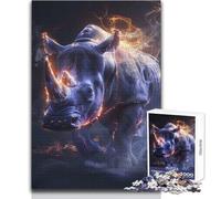 Puzzle pour Adultes 1000 pièces Rhinocéros Lumineux - Un Passe-Temps paisible et satisfaisant - Assemblage Parfait - Découpe de précision - Dimensions:38x26cm