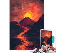 Puzzle pour Adultes 1000 pièces Rivière de Lave Coucher de Soleil Minimaliste Activités Amusantes à la Maison Cadeau pour Femmes Jeu Familial à partir de 14 Ans (38x26cm)