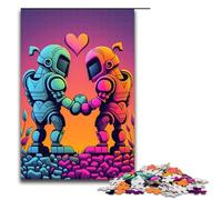 Puzzle pour Adultes 1000 pièces Robot Love Affair Puzzles Jeux Jouets Cadeau Convient pour la décoration de Bureau 75x50cm