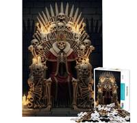 Puzzle pour Adultes 1000 pièces Roi Squelette sur trône d'os Jeu éducatif et Casse-tête Idéal pour se détendre à la Maison Cadeau d'anniversaire (Dimensions 75x50cm)