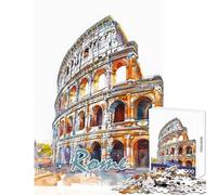 Puzzle pour Adultes 1000 pièces Rome Aquarelle Jeu Relaxant Défi Difficile Jouet éducatif Idée Cadeau Originale pour Un Anniversaire (26x38cm)