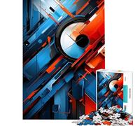 Puzzle pour Adultes 1000 pièces Rouge Bleu Abstrait Moderne Aide à l'exercice cérébral Découpe de précision Jeu Familial pour Les 14 Ans et Plus (50x75cm)