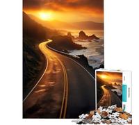 Puzzle pour Adultes 1000 pièces Route côtière au Lever du Soleil Jeu de réflexion et de Stimulation intellectuelle pour améliorer la mémoire (Dimensions 38x52cm)