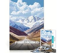 Puzzle pour Adultes 1000 pièces Route du Pamir,Tadjikistan Paysage Art de Bord précis Exercice Mental Jeu Amusant et Calme Activité d'anniversaire (38x52cm)