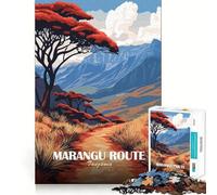 Puzzle pour Adultes 1000 pièces Route Marangu Tanzanie Illustration de Paysage Découpe Parfaite Défi Amusant et Intelligent Jeu paisible Cadeau Artistique de Noël (38x26cm)