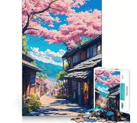 Puzzle pour Adultes 1000 pièces Rue des cerisiers en Fleurs Bordure Fine Jeu de Concentration Amusant Jeu de détente Cadeau d'anniversaire Amusant (38x52cm)