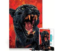 Puzzle pour Adultes 1000 pièces Rugissement de panthère Noire,Assemblage sans Couture,Jeu de Concentration,Cadeau de détente,Cadeau d'anniversaire (50x75cm)