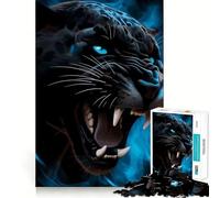 Puzzle pour Adultes 1000 pièces Rugissement de panthère Noire,œuvre d'art Finement découpée,défi Intelligent et Amusant,Jeu de Calme,Cadeau d'anniversaire (50x75cm)