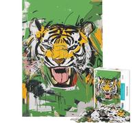 Puzzle pour Adultes 1000 pièces Rugissement de Tigre Art Abstrait Défi éducatif Décoration Parfaite Jeux familiaux Convient aux 14 Ans et Plus (50x75cm)