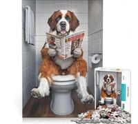 Puzzle pour Adultes 1000 pièces Saint-Bernard sur Les Toilettes décoration Murale Interaction Parent-Enfant Cadeau d'anniversaire Unique 50x75cm