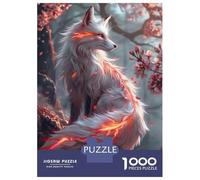 Puzzle pour Adultes 1000 Pièces Sakura Kitsune Fox Puzzle Adulte Jeu Manuel Découpe De Précision Idéal comme Cadeau 70x50cm/1000pcs