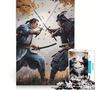 Puzzle pour Adultes 1000 pièces Samouraï Contre Épéiste Décoration Murale Cadeau d'anniversaire Renforce l'amour Entre Couples 38x26cm