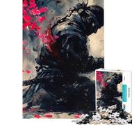 Puzzle pour Adultes 1000 pièces Samouraï en Contemplation avec des Fleurs de Cerisier Un défi à relever Décoration Murale Jeu Familial Convient aux 14 Ans et Plus (38x52cm)
