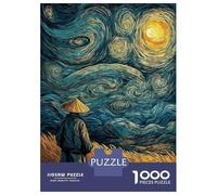 Puzzle pour Adultes 1000 Pièces Samurai in Starry Night Style Puzzle pour Adolescents Difficile, Liste De Souhaits avec Le Père Noël, Jeu Amusant Et Stimulant pour Toute La Famille 52x38cm/1000pcs