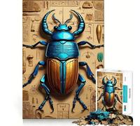 Puzzle pour Adultes 1000 pièces Scarabée Bleu sur Papyrus Jeu à Assemblage précis,Jeu de réflexion Amusant,Moment de détente et de Divertissement,Art de Loisirs de Noël (38x52cm)