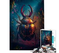 Puzzle pour Adultes 1000 pièces Scarabée orné en Fleurs Puzzle 1000 pièces Décoration intérieure Jouet pour Les Amis et la Famille (50x75cm)