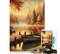 Puzzle pour Adultes 1000 pièces Sérénité du lac d'automne Jeu de précision et de Stimulation mentale Jouet pour Un Moment de Calme et de Divertissement Décoration de Noël (38x26cm)