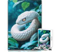 Puzzle pour Adultes 1000 pièces Serpent Blanc dans Le Feuillage Jeu Impossible Découpe de précision Cadeau de Père Noël Secret Dimensions 38x52cm
