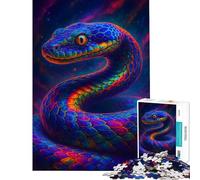 Puzzle pour Adultes 1000 pièces Serpent coloré sur Fond Cosmique Jeu de Course de Vitesse Manuelle Difficile et Stimulant Décoration Murale pour Les 14 Ans et Plus (50x75cm)