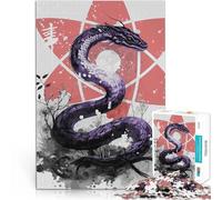 Puzzle pour Adultes 1000 pièces Serpent Japonais Entraînez Votre Cerveau et Vos Mains avec Affiche et Feuille de Questions correspondantes 52x38cm