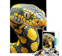 Puzzle pour Adultes 1000 pièces Serpent Jaune et Noir Puzzle de 1000 pièces décoration intérieure Jouet Art Mural Cadeau de Noël ou d'anniversaire (38x26cm)