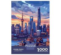 Puzzle pour Adultes 1000 Pièces Shanghai Skyline Puzzles pour Adultes Cadeau d'anniversaire Difficile Et Stimulant Cadeaux d'anniversaire Uniques 70x50cm/1000pcs