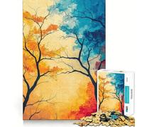 Puzzle pour Adultes 1000 pièces Silhouette d'arbre d'automne Décoration élégante Jeu Stimulant Jeu de réflexion Moment de détente Décoration d'anniversaire Cadeau (50x75cm)